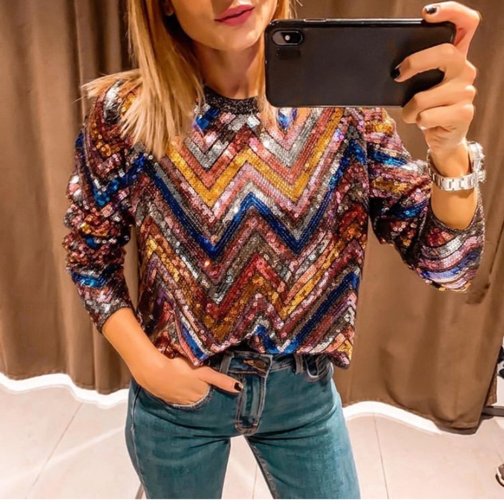 GORGEOUS ZARA NWT Sequins Cropped Sweater